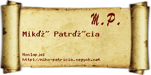 Mikó Patrícia névjegykártya